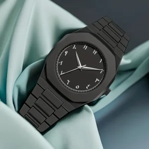 Arabic Dial Matt Black Aura, Men's Watch