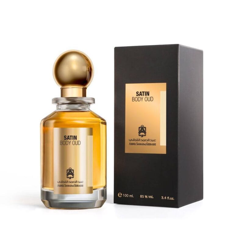 Qurashi Blend perfume by Abdul Samad Al Qurashi 90ml – luxury amber fragrance bottle with gold cap and premium brown box packaging